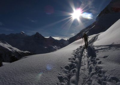 Montée à Sorebois, Le ZinalRothorn, le Besso, l'Obergalhorn, le Mont Durand